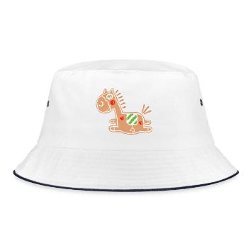 Pfefferkuchen Pferd - Lebkuchen - Backen - Gebäck - Bucket Hat - Weiß/Navy - Vorne