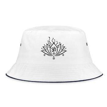 Lotus flower, Yoga with om symbol - Bucket Hat - white/navy - Front