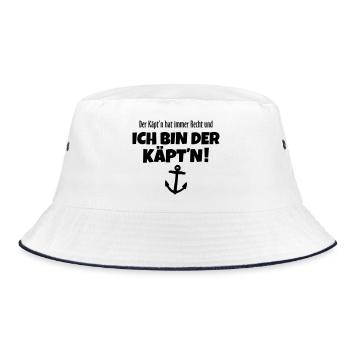 Der Käpt'n hat immer Recht Kapitän - Bucket Hat - Weiß/Navy - Vorne