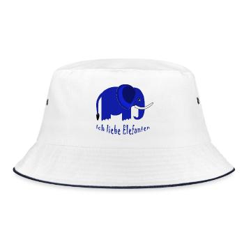 Blauer Elefant Ich liebe Elefanten - Bucket Hat - Weiß/Navy - Vorne