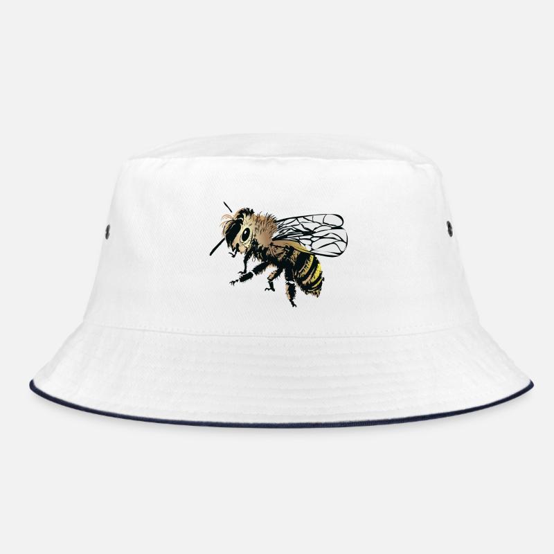 Stylized honey bee illustration - Bucket Hat - white/navy