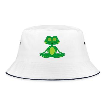 Zen-Meditationsfrosch - Bucket Hat - Weiß/Navy - Vorne