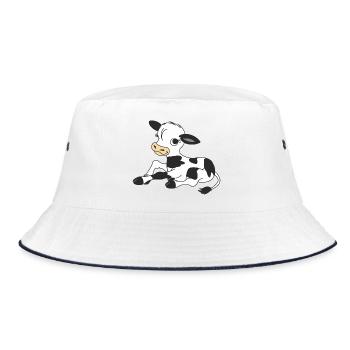 Black, White Calf, Calf - Bucket Hat - white/navy - Front