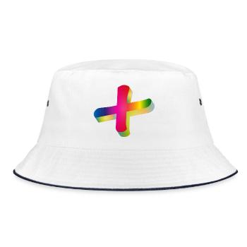 colorful plus sign in rainbow colors - Bucket Hat - white/navy - Front