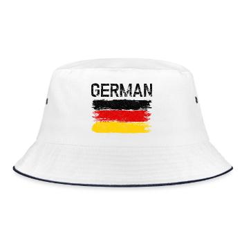 Deutscher Flaggenpinselstrich - Bucket Hat - Weiß/Navy - Vorne