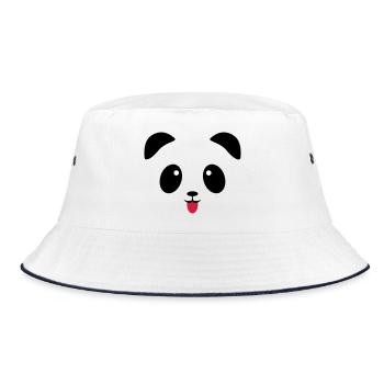 Panda face tongue - Bucket Hat - white/navy - Front