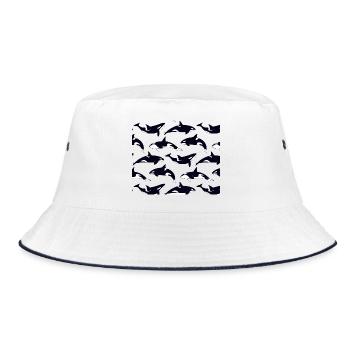Black and white orca pattern pattern - Bucket Hat - white/navy - Front