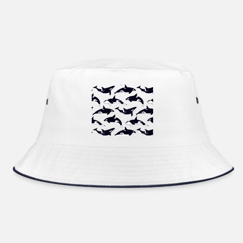 Black and white orca pattern pattern Bucket Hat