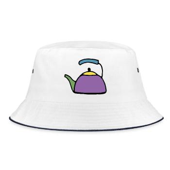 Wasserkocher in bunt - Bucket Hat - Weiß/Navy - Vorne