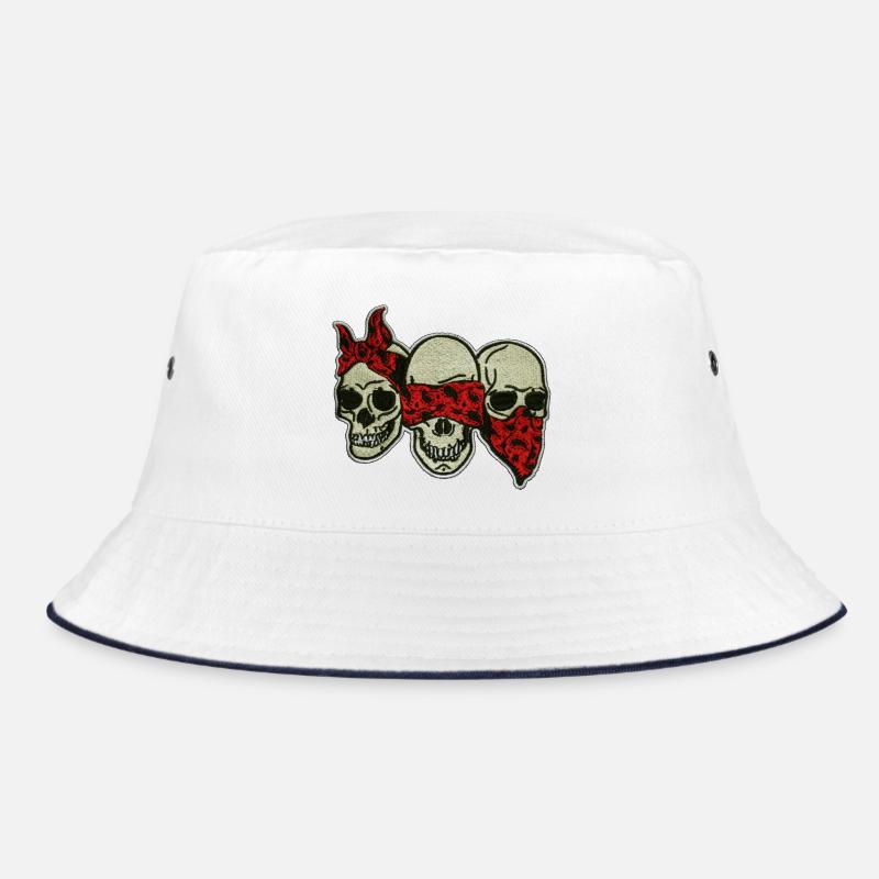 Three Skulls with Red Eye Mask / Three Skulls Bucket Hat