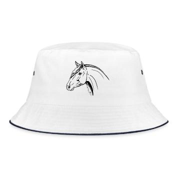 Spanischer Hengst Portrait - Bucket Hat - Weiß/Navy - Vorne