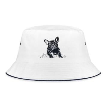 French Bulldog - Bucket Hat - white/navy - Front