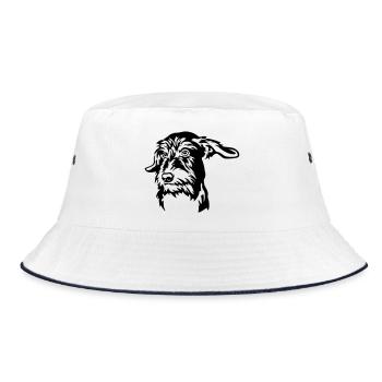 Dackel Kopf - Bucket Hat - Weiß/Navy - Vorne