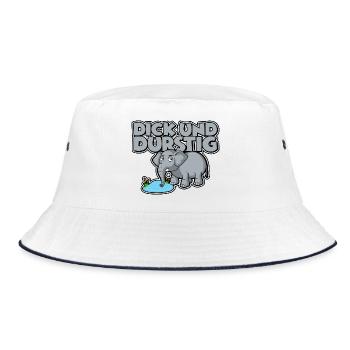 Dick und durstig - Bucket Hat - Weiß/Navy - Vorne