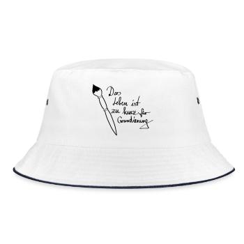 Das Leben ist zu kurz für Grundierung - Bucket Hat - Weiß/Navy - Vorne