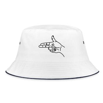 Hand gesture gun scared war - Bucket Hat - white/navy - Front