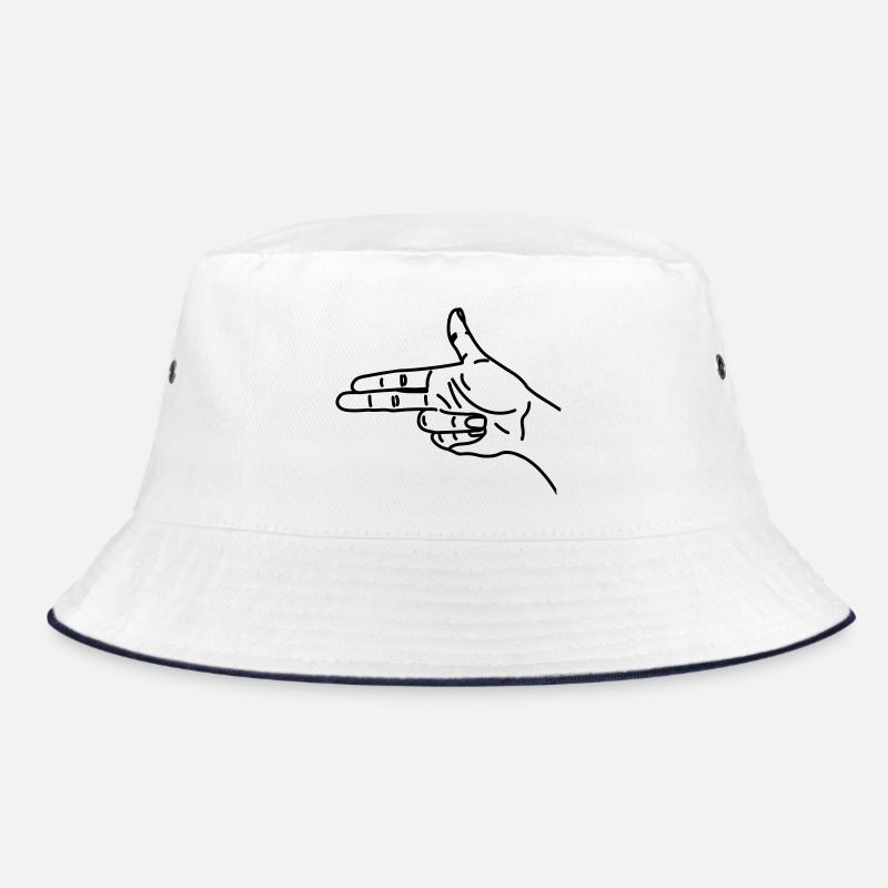 Hand gesture gun scared war Bucket Hat