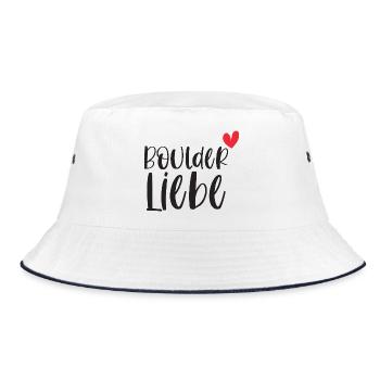 Bouldern Boulderliebe Berge Klettern Geschenk - Bucket Hat - Weiß/Navy - Vorne