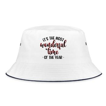 Crimson Plaid Script - Bucket Hat - white/navy - Front