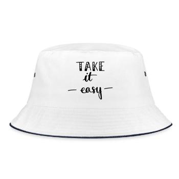 Take it easy - Bucket Hat - white/navy - Front