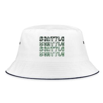 Seattle Blockgrid Pattern - Bucket Hat - white/navy - Front