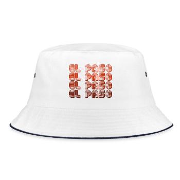 El Paso Gradient Retro Muster - Bucket Hat - Weiß/Navy - Vorne