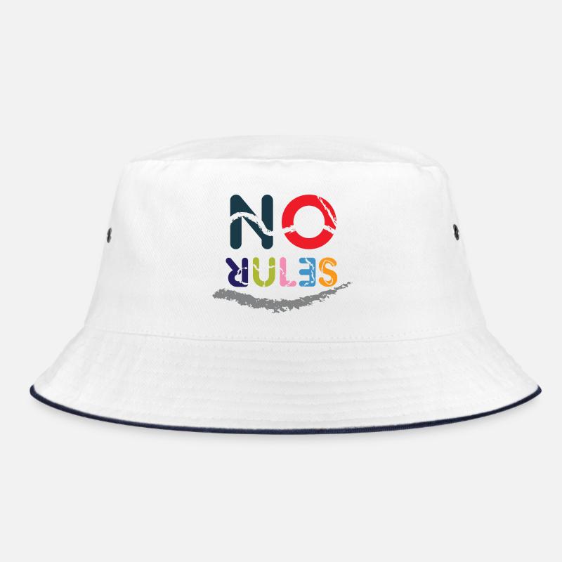 Colored No Rules sign - Bucket Hat - white/navy