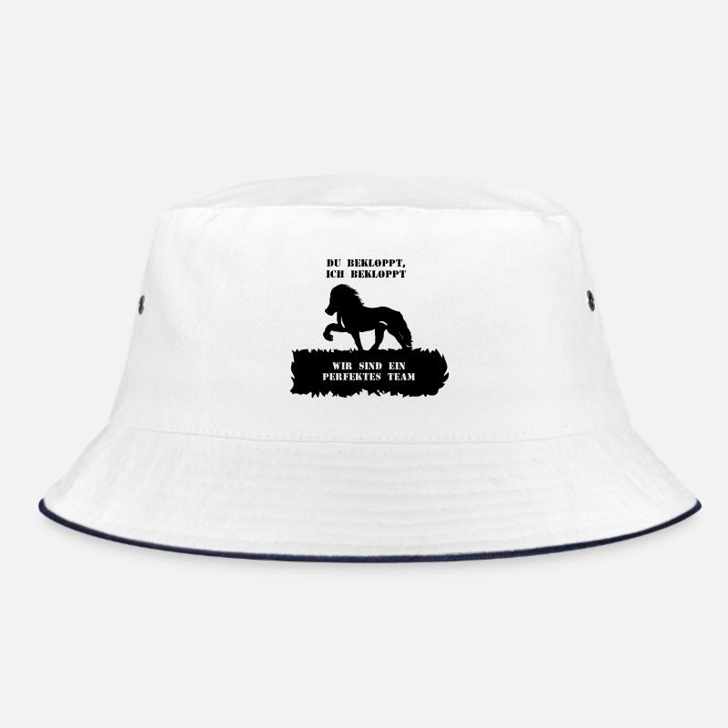 Spruch 11 mit Pferd 1 schwarz - Bucket Hat - Weiß/Navy