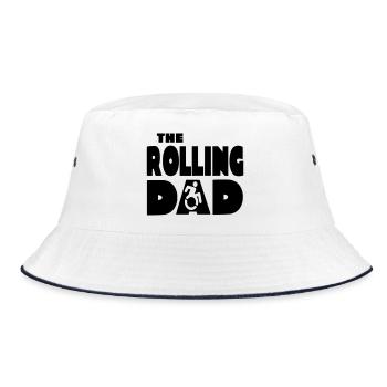 Rollender Vater im Rollstuhl * - Bucket Hat - Weiß/Navy - Vorne
