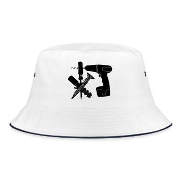 Screw and plug drill - Bucket Hat - white/navy - Front