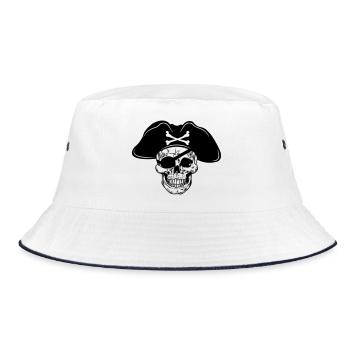Skull pirate hat and eye patch - Bucket Hat - white/navy - Front