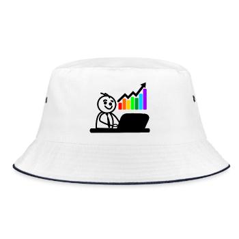 Jeune homme heureux sur le tableau coloré de l’ordinateur portable - Bob - blanc/marine - Devant