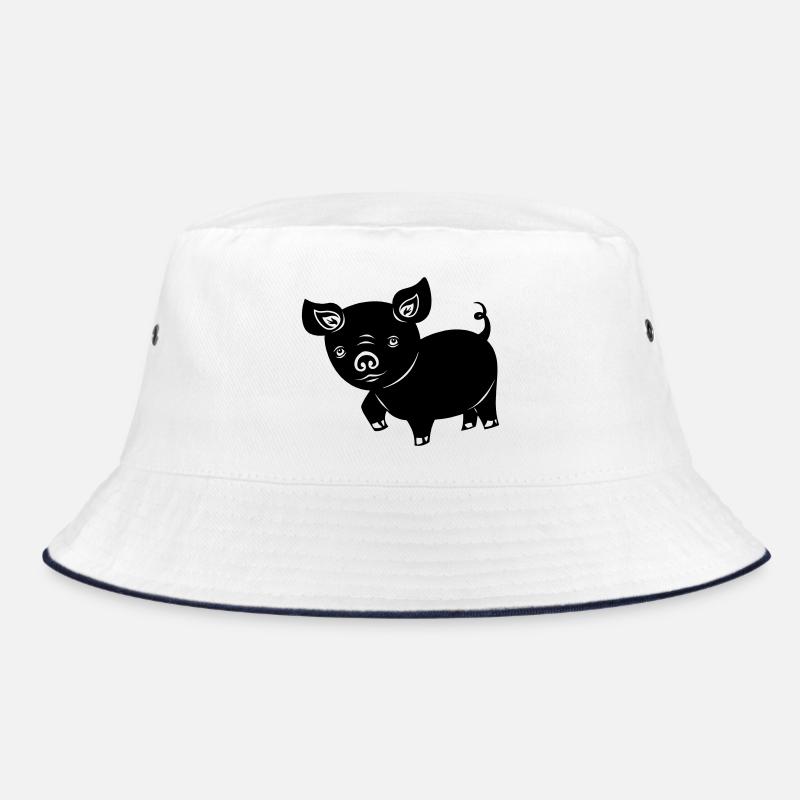 Schwein Ferkel Logo Schattenbild Bucket Hat