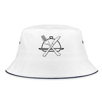 Transparent bowl with knife and fork - Bucket Hat - white/navy - Front