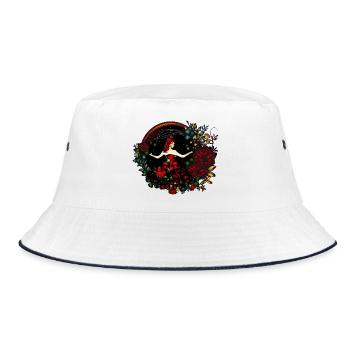 Princess in the garden at night in Art Nouveau look - Bucket Hat - white/navy - Front