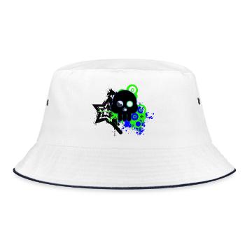Neon Schädel Spritzer - Bucket Hat - Weiß/Navy - Vorne