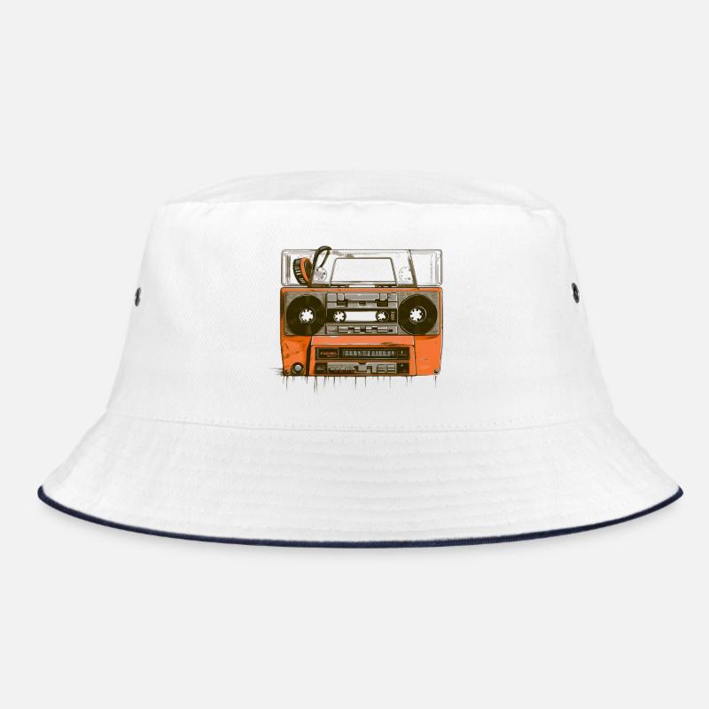 Retro Kassette T-Shirt Ghettoblaster Musik 80er Bucket Hat