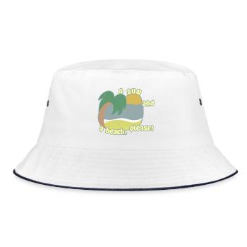 Sun and Beach - Bucket Hat - Weiß/Navy - Vorne