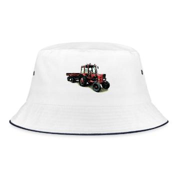 Belarus MTS 80 with trailer - Bucket Hat - white/navy - Front