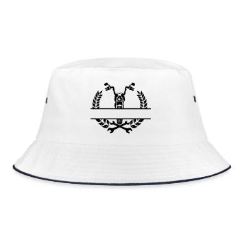 Motorcycle mechanic or garage logo - Bucket Hat - white/navy - Front