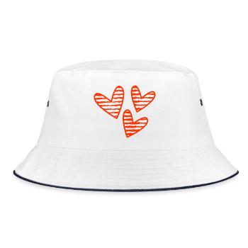 HEART. HEARTS. VALENTINE'S DAY. LOVE. LOVE. COUPLE. - Bucket Hat - white/navy - Front