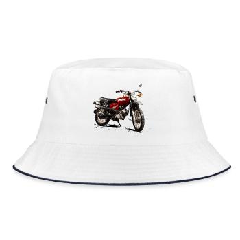 S51 Enduro Simson Motorcycle - Bucket Hat - white/navy - Front
