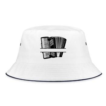 Akkordeon mit Freiraum in der Mitte - Bucket Hat - Weiß/Navy - Vorne