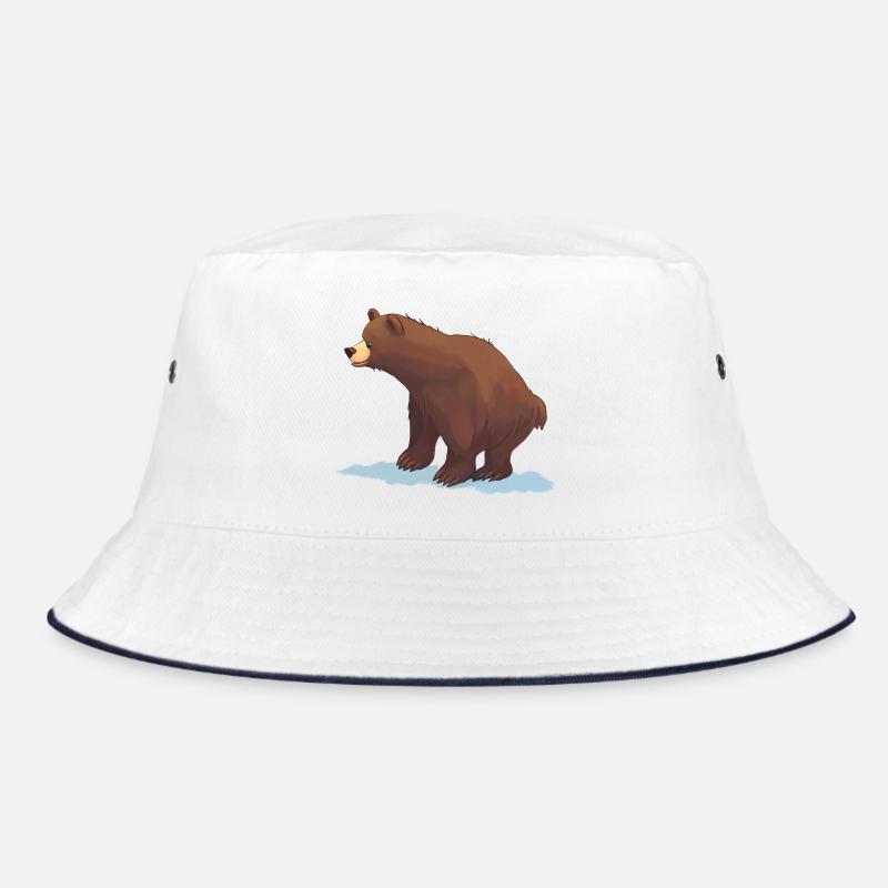 Braunbär (Gemälde) - Bucket Hat - Weiß/Navy
