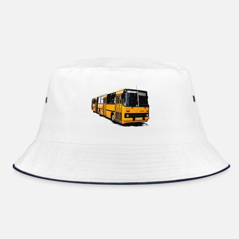 Gelber Ikarus Bus Z80 - Bucket Hat - Weiß/Navy