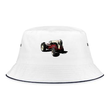 Oldtimer Traktor 8N - Bucket Hat - Weiß/Navy - Vorne