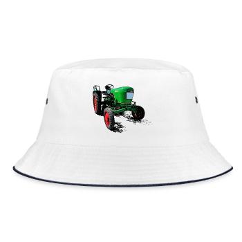 Dieselross F12 | Oldtimer-Traktor - Bucket Hat - Weiß/Navy - Vorne