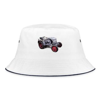 Oldtimer Traktor Kramer K12 - Bucket Hat - Weiß/Navy - Vorne