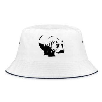 Nilpferd Hippo - Bucket Hat - white/navy - Front