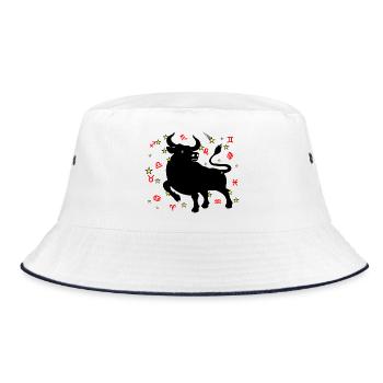 Sign Zodiac sign star logo Taurus - Bucket Hat - white/navy - Front